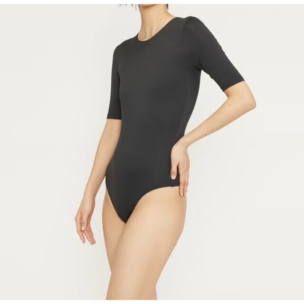 Everlane Womens The Short Sleeve‎ Crew Neck Bodysuit Small Thong Supima Cotton
